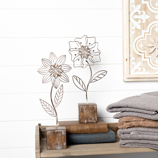 Metal Floral Decor (Set of 2) -Ship Only