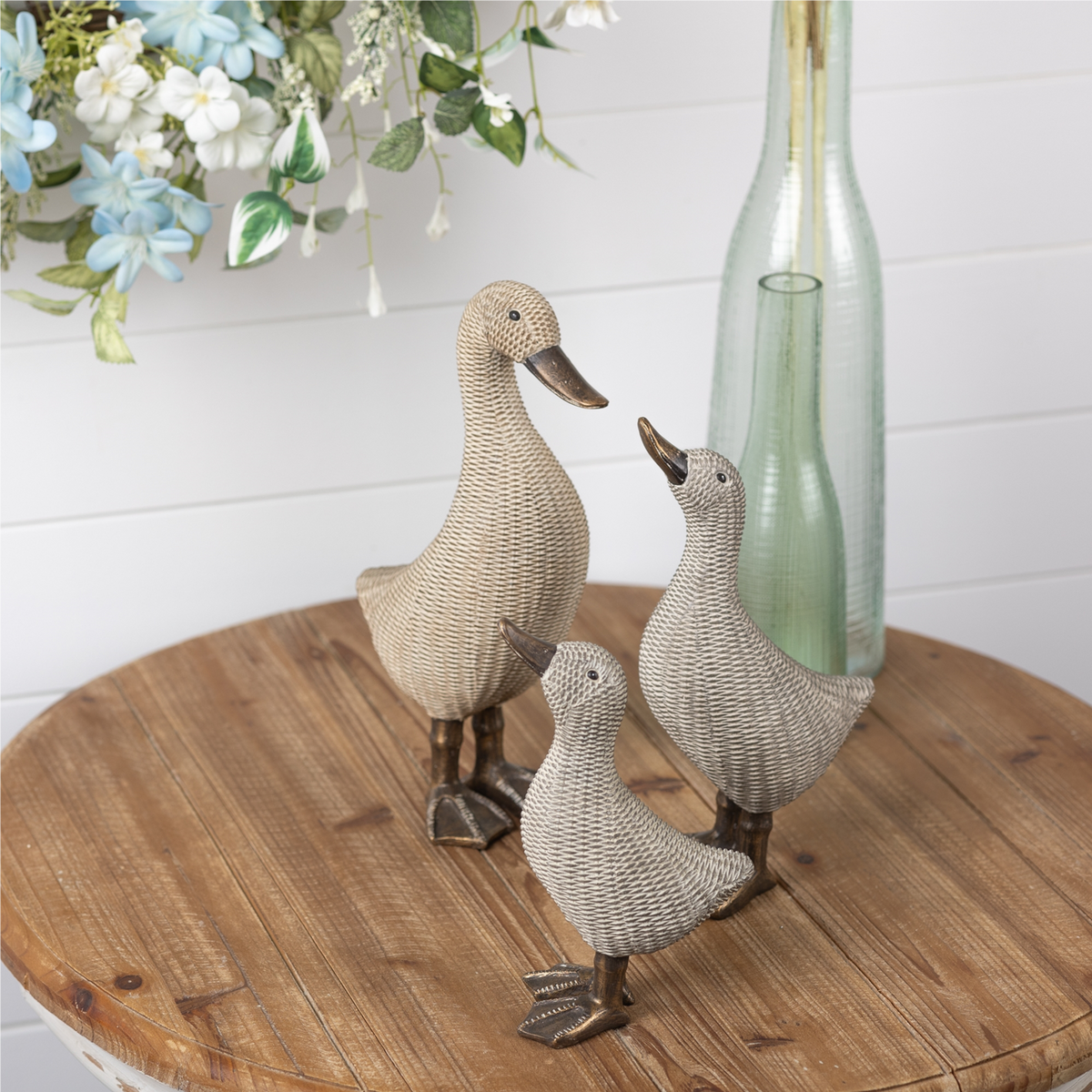 Wicker Duck Figurine (Set of 4) -Ship Only