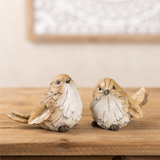 Carved Leaf Bird Figurine (Set of 2) -Ship Only
