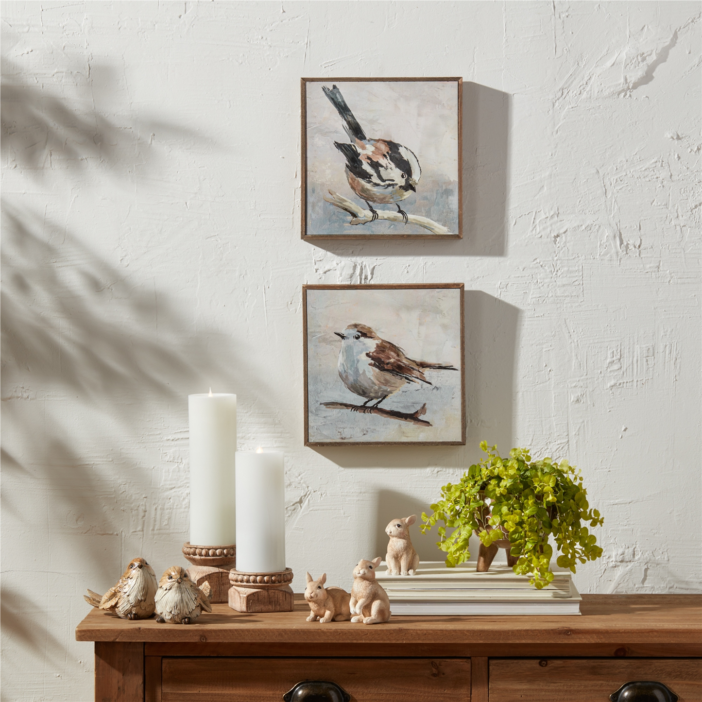 Framed Bird Canvas Block (Set of 2) -Ship Only