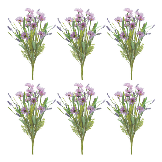 Mixed Daisy Bush (Set of 6) 20”H Polyester