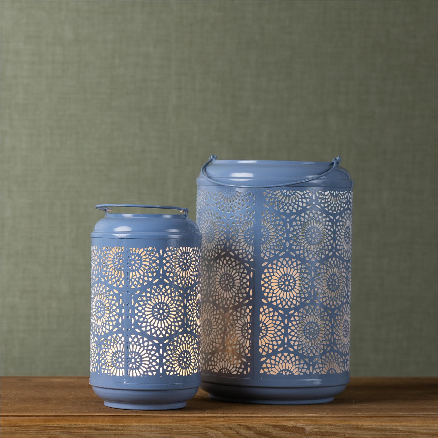 Punched Metal Lantern Candle Holder (Set of 2) -Ship Only