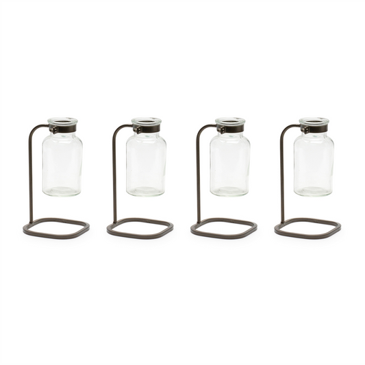Bottle Vase in Iron Stand (Set of 4)