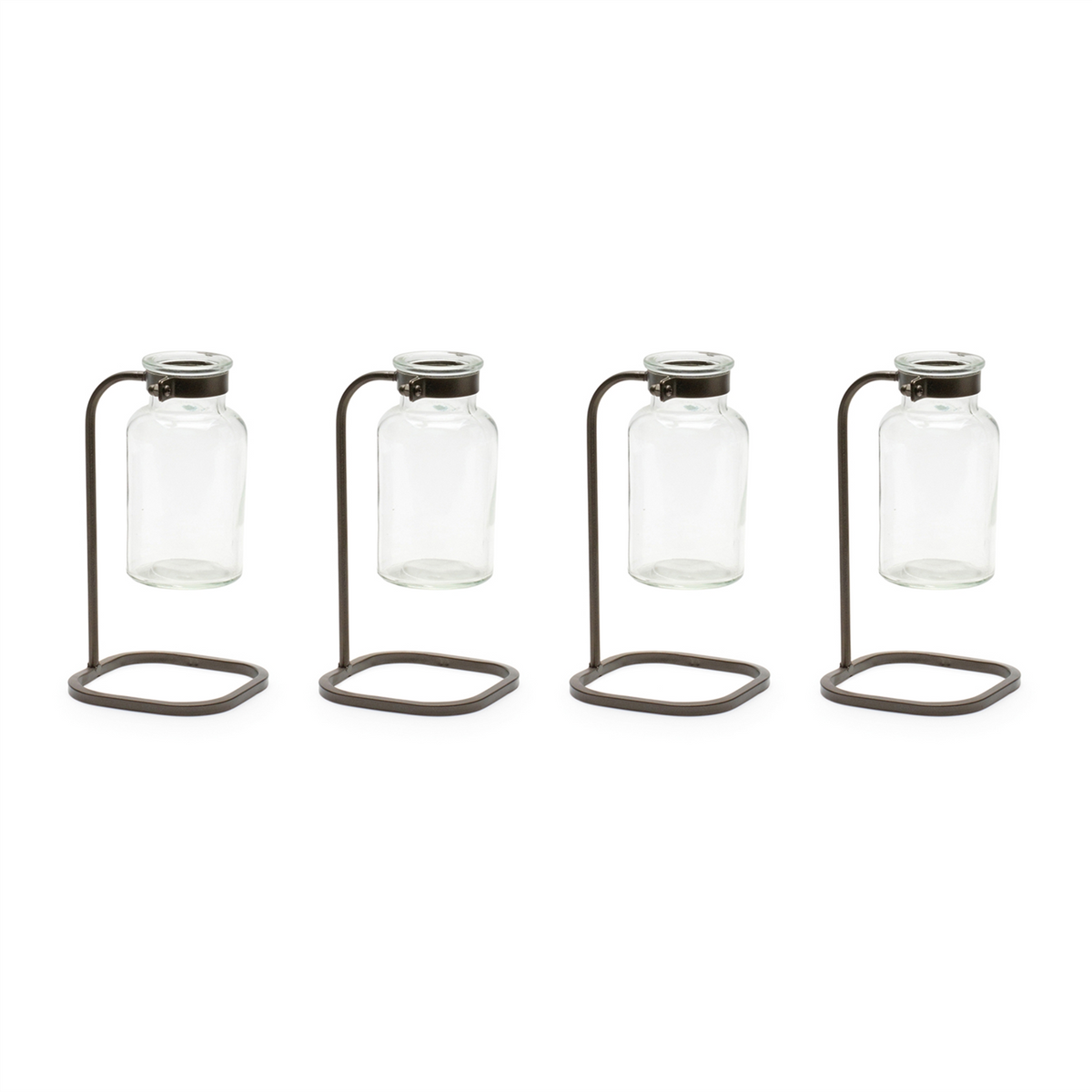 Bottle Vase in Iron Stand (Set of 4) -Ship Only