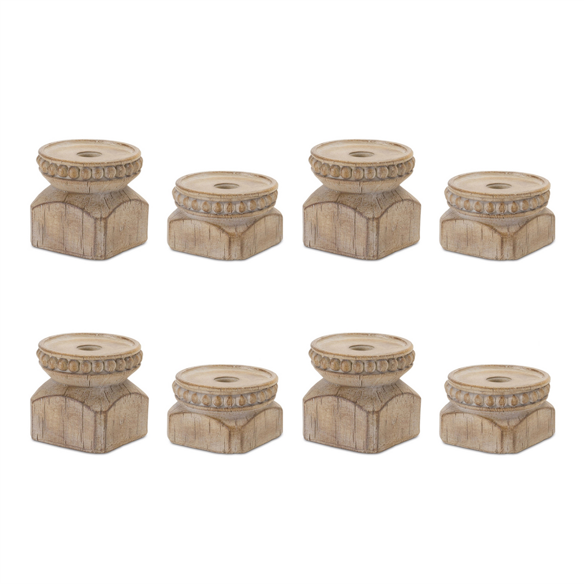Beaded Wood Design Candle Holder (Set of 4) -Ship Only