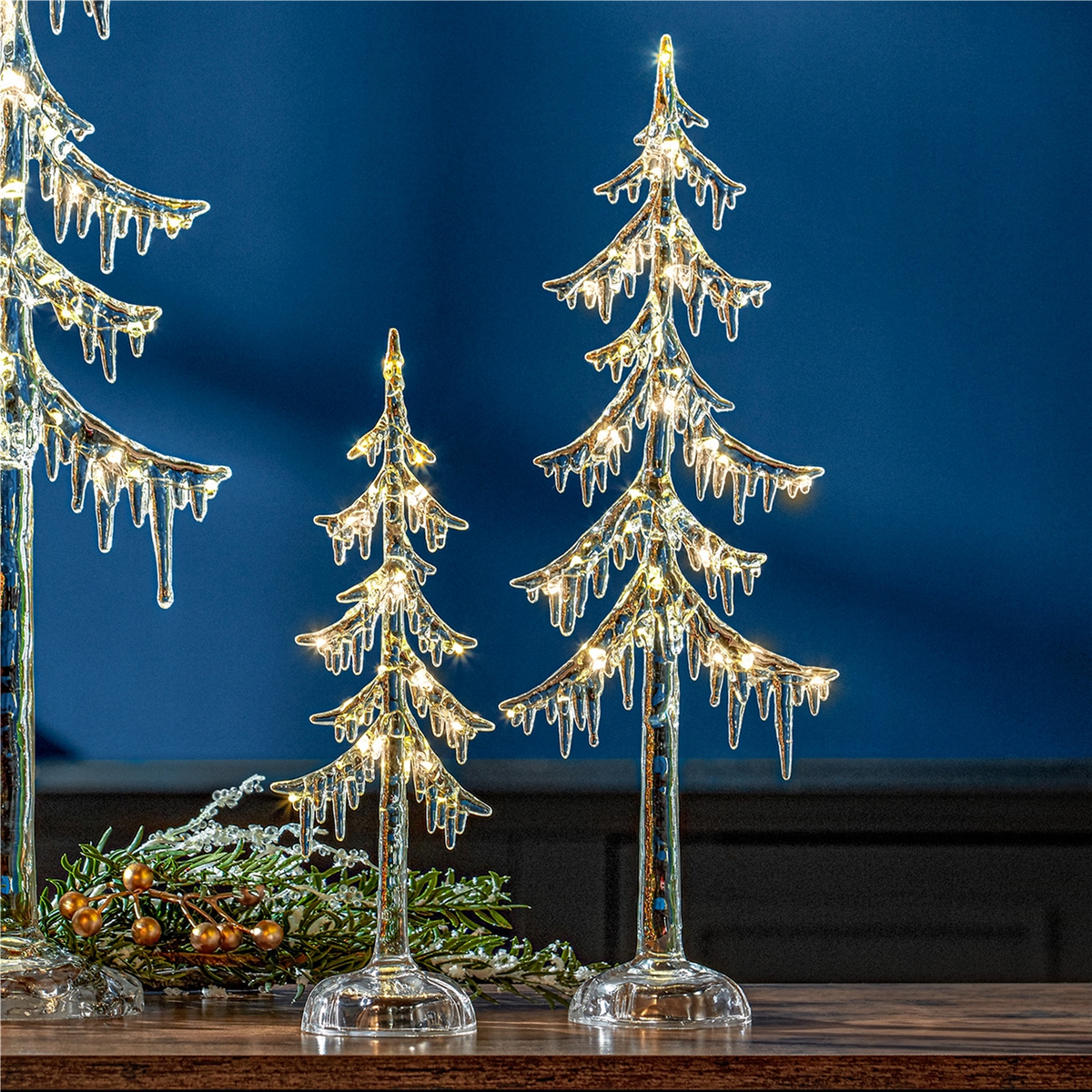 LED Acrylic Dripping Pine Tree (Set of 2) -Ship Only