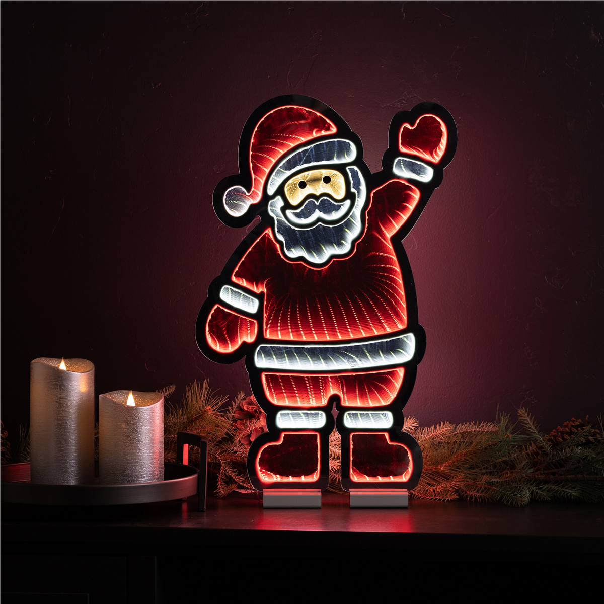 Waving Santa Ekko Light Display 22.5"H -Ship Only