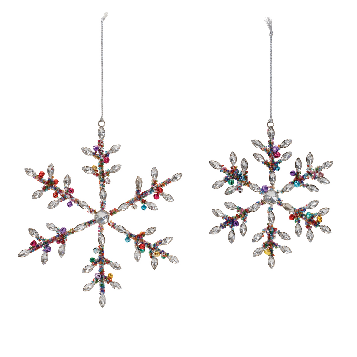 Jewel Snowflake Ornament (Set of 12) 6"H, 8"H Iron/Glass Beads -Ship Only