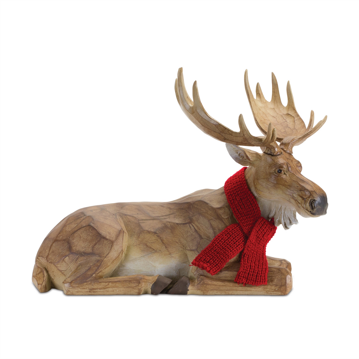 Carved Winter Moose with Scarf (Set of 2) -Ship Only