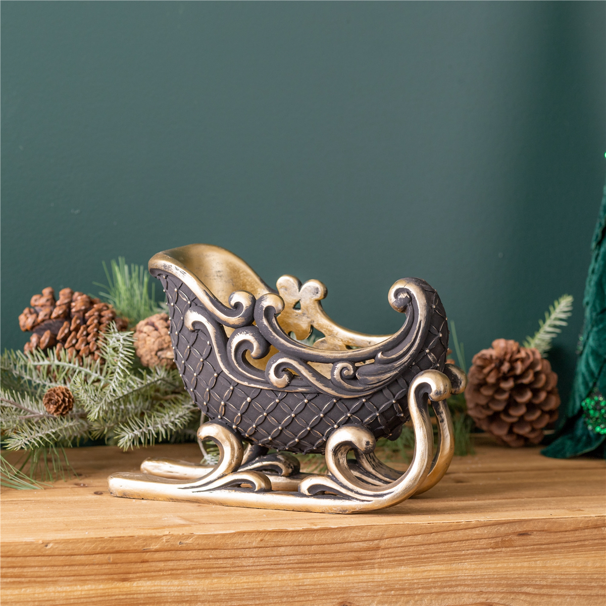 Elegant Holidy Sleigh Decor 10"L -Ship Only