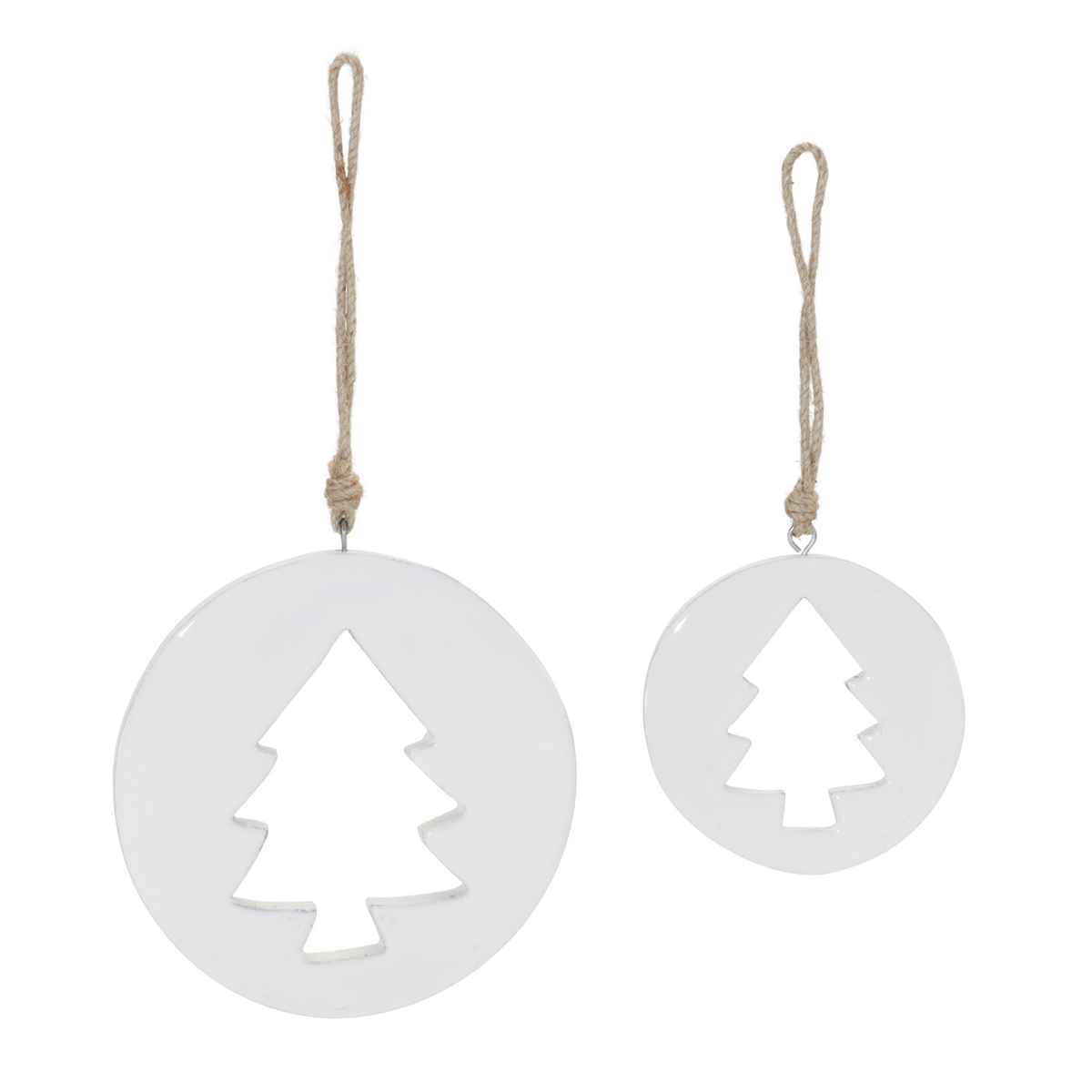 White Wood Pine Tree Cut-Out Ornament (Set of 12) -Ship Only