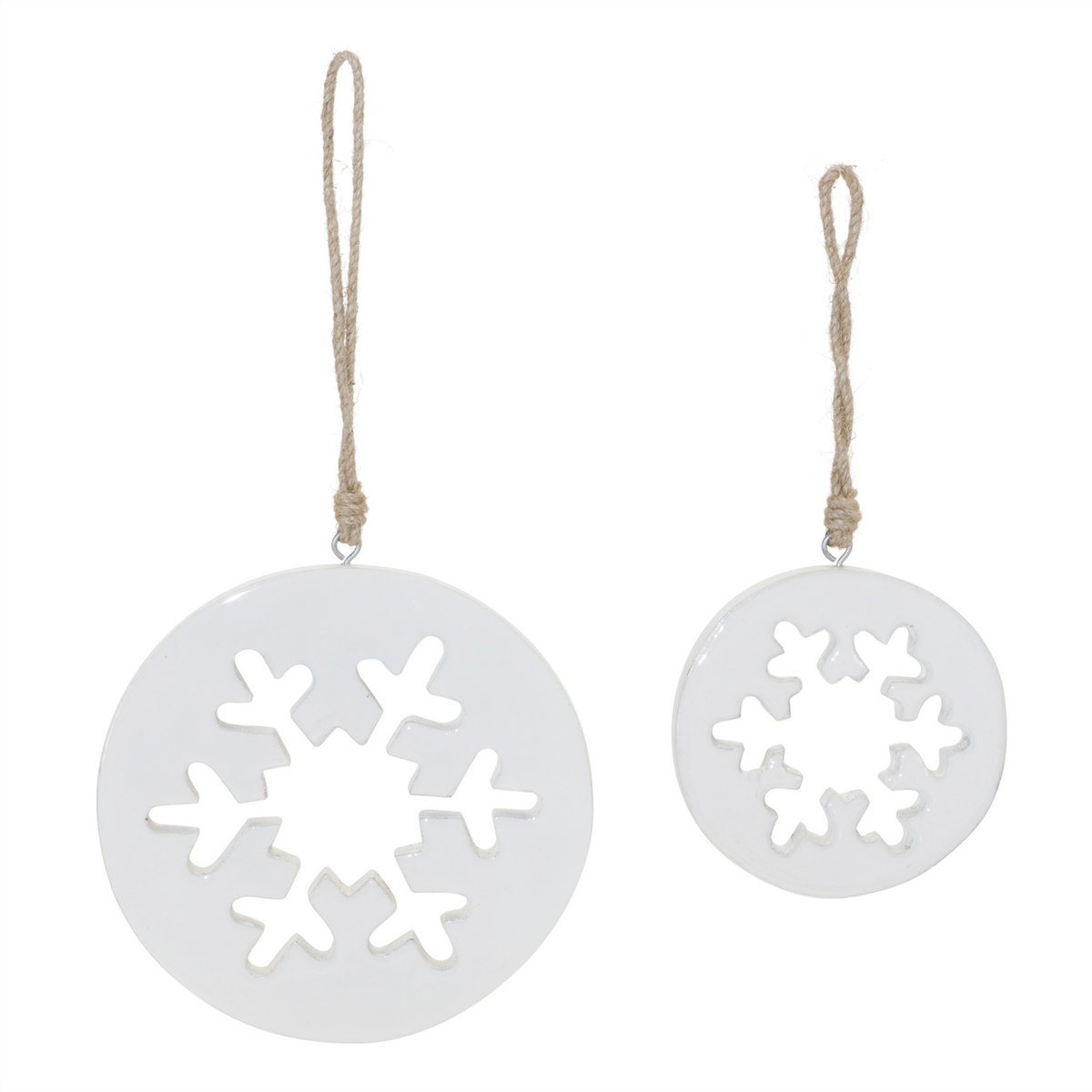 White Wood Snowflake Cut-Out Ornament (Set of 12) -Ship Only