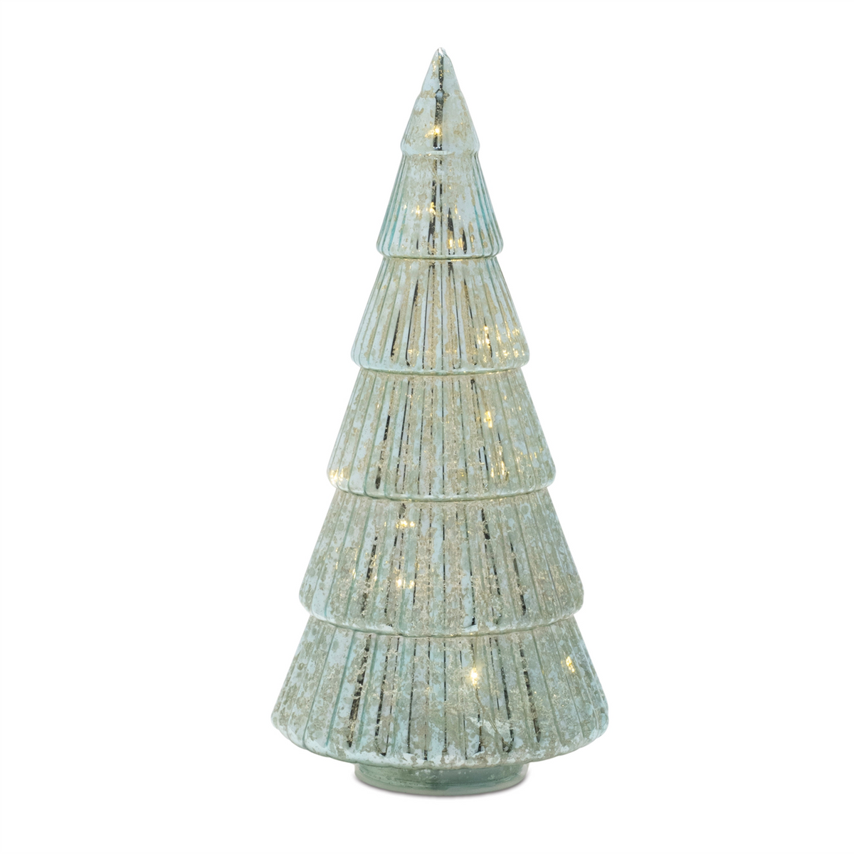 LED Green Mercury Glass Tree (Set of 3) -Ship Only