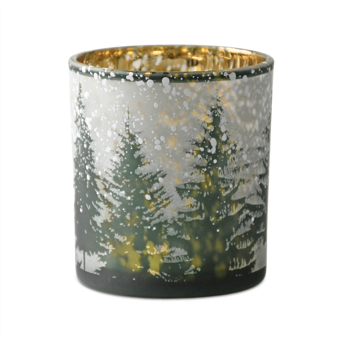 Frosted Pine Mercury Glass Candle Holder (Set of 3) -Ship Only