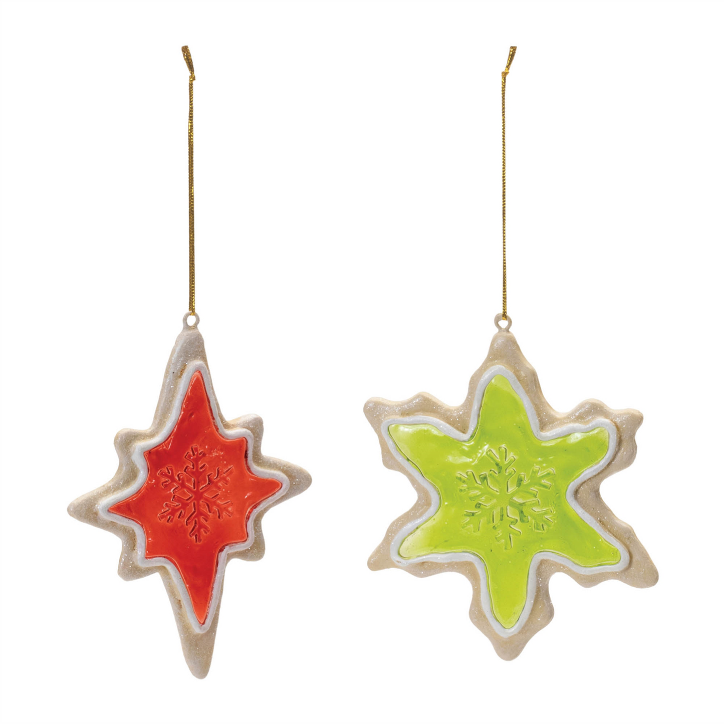 Frosted Cookie Star and Snowflake Ornament (Set of 6) -Ship Only