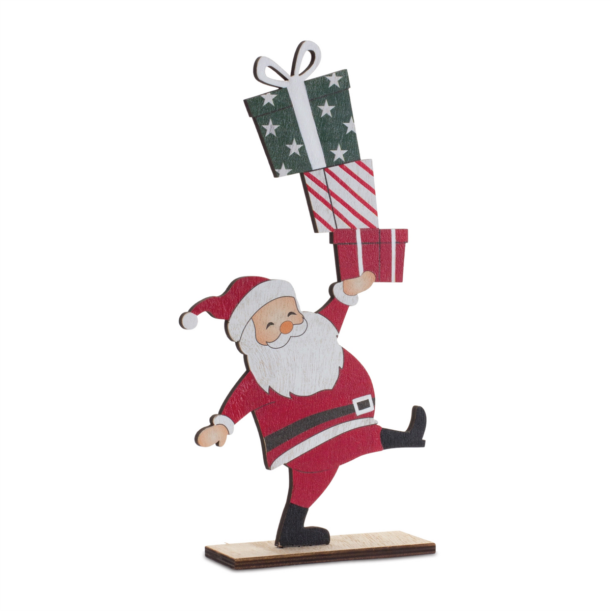 Santa w/Presents (Set of 2) 12”H Wood -Ship Only