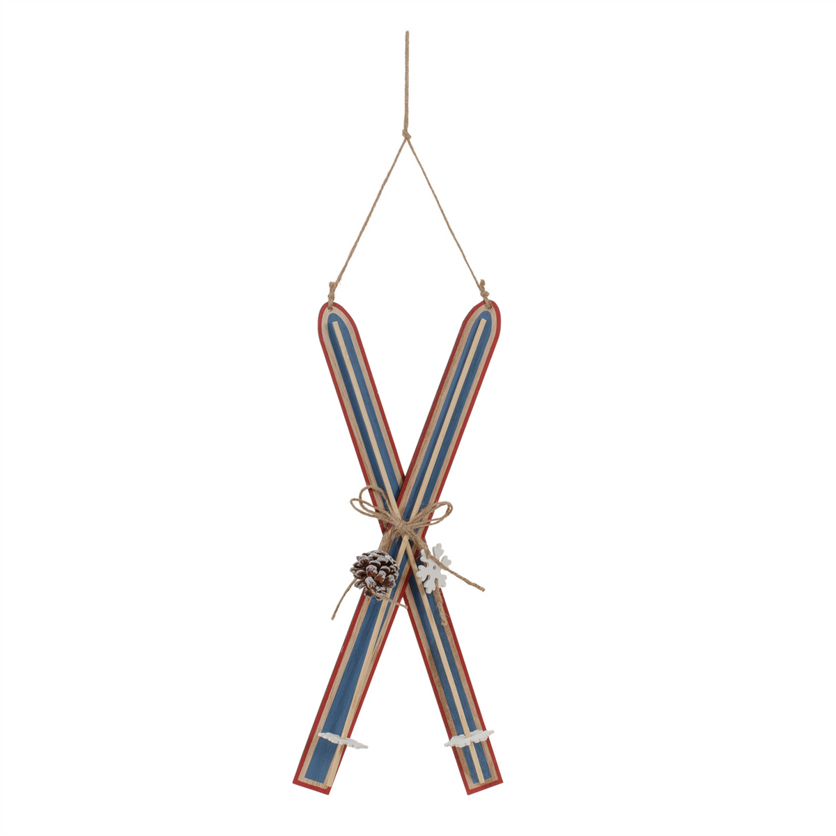 Ski Ornament (Set of 2) 15.5”H Wood/Jute -Ship Only