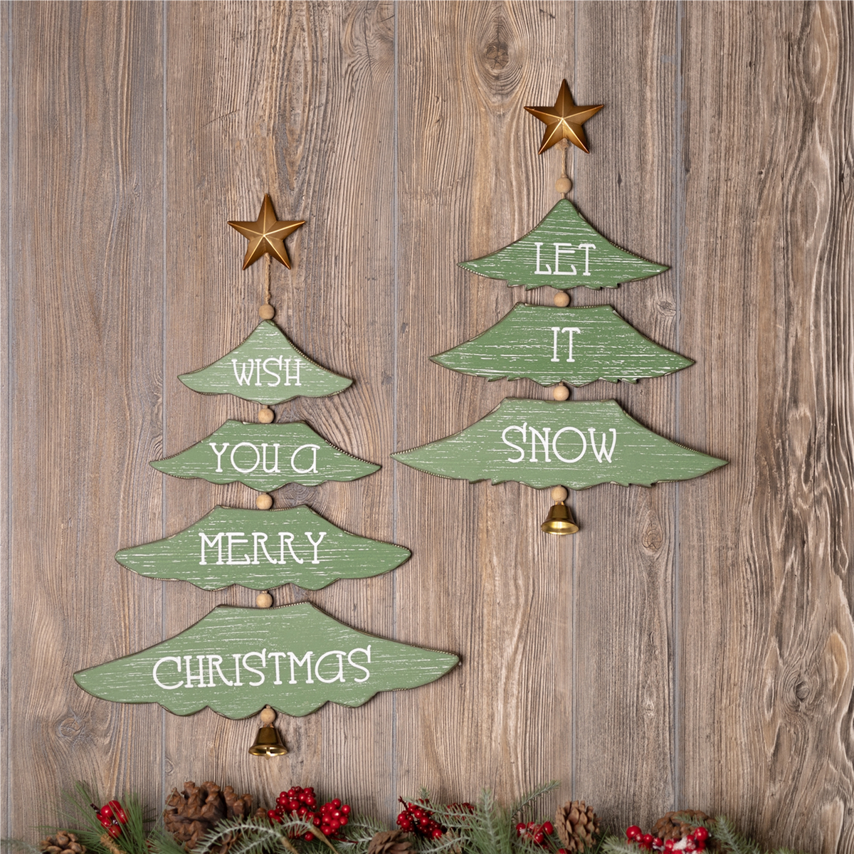 Christmas Pine Tree Wall Sign (Set of 2) -Ship Only