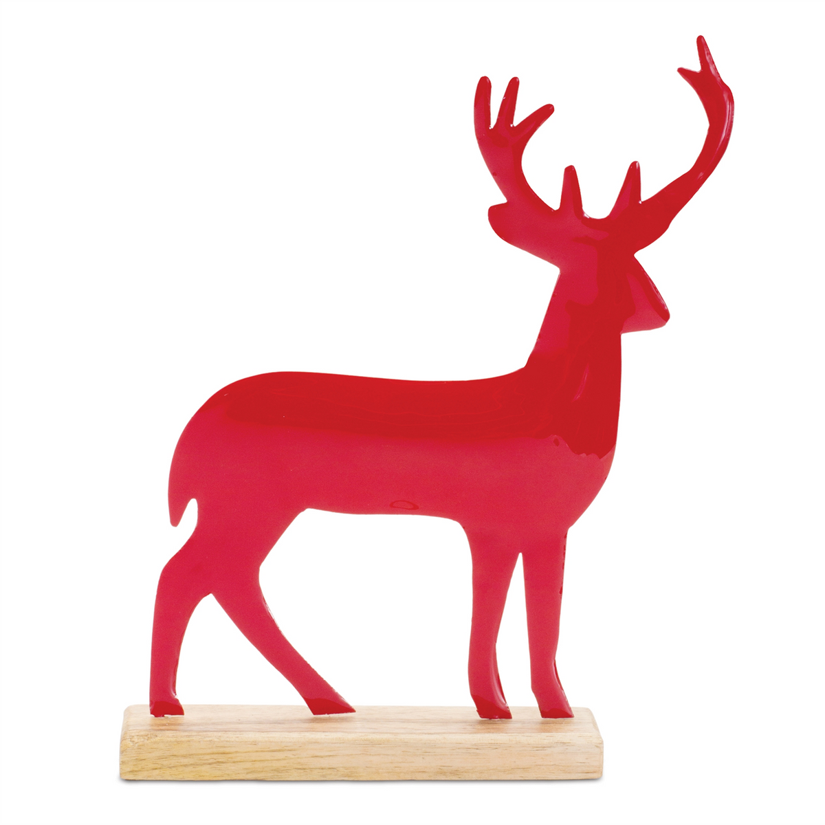 Metal Deer Silhouette with Wood Base (Set of 2) -Ship Only