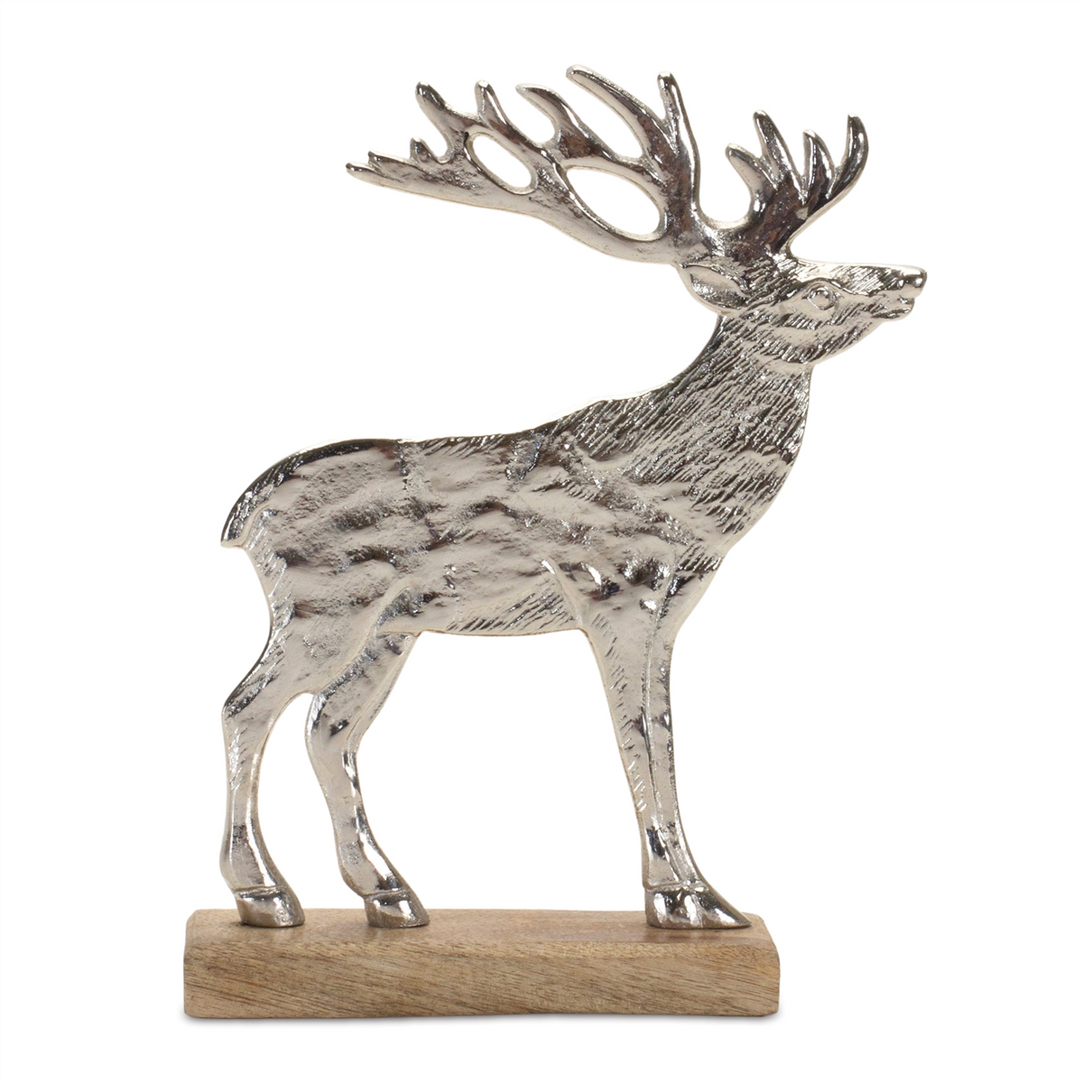 Metal Deer Silhouette with Wood Base (Set of 2) -Ship Only