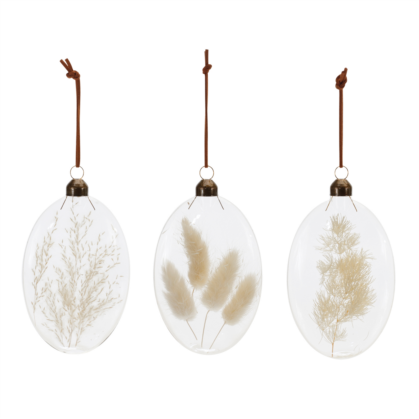 Natural Dried Floral Glass Ornament (Set of 12) -Ship Only