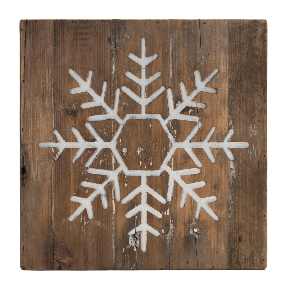 Snowflake and Tree Block (Set of 2) 11.5”SQ Wood -Ship Only