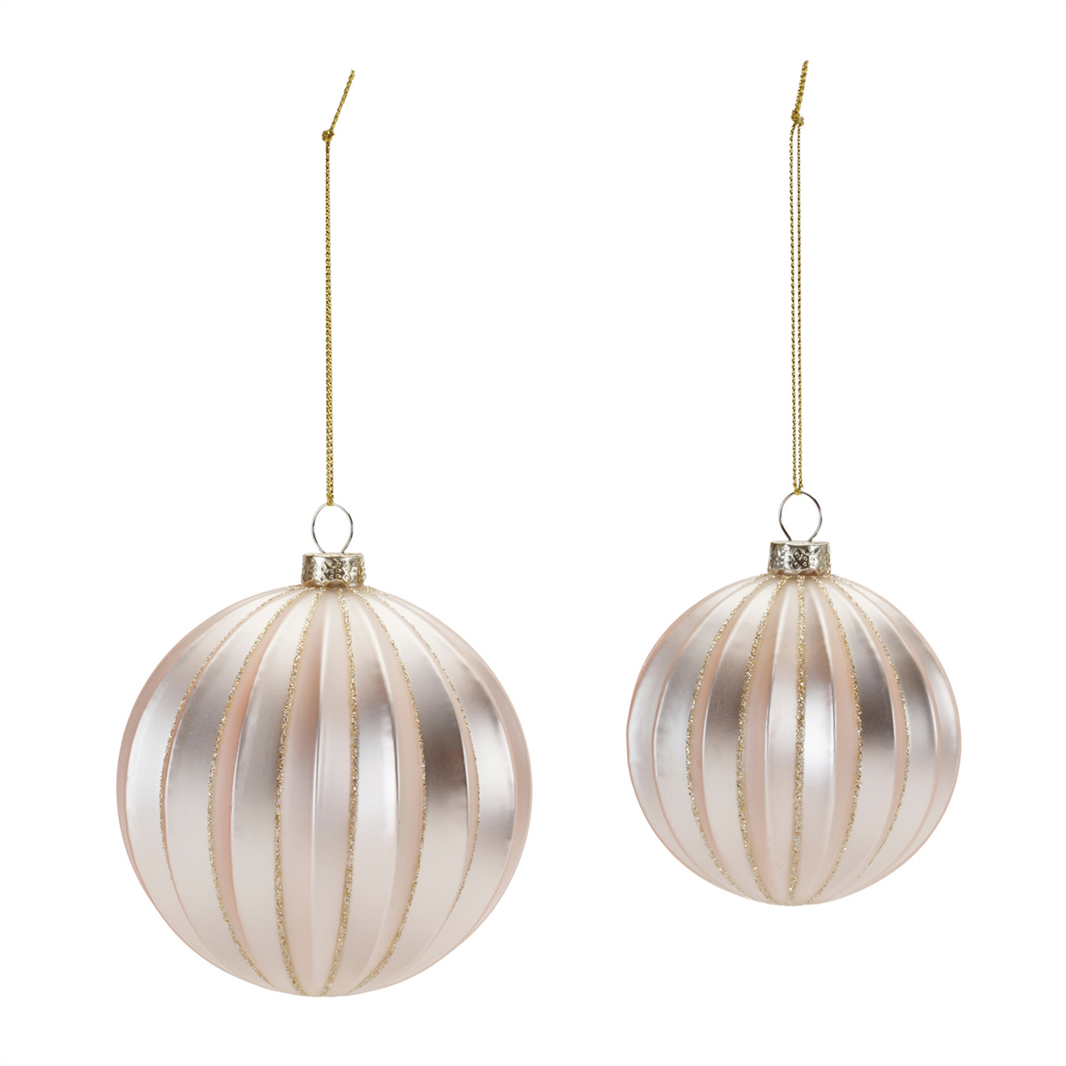 Metallic Ribbed Glass Ball Ornament (Set of 6) -Ship Only