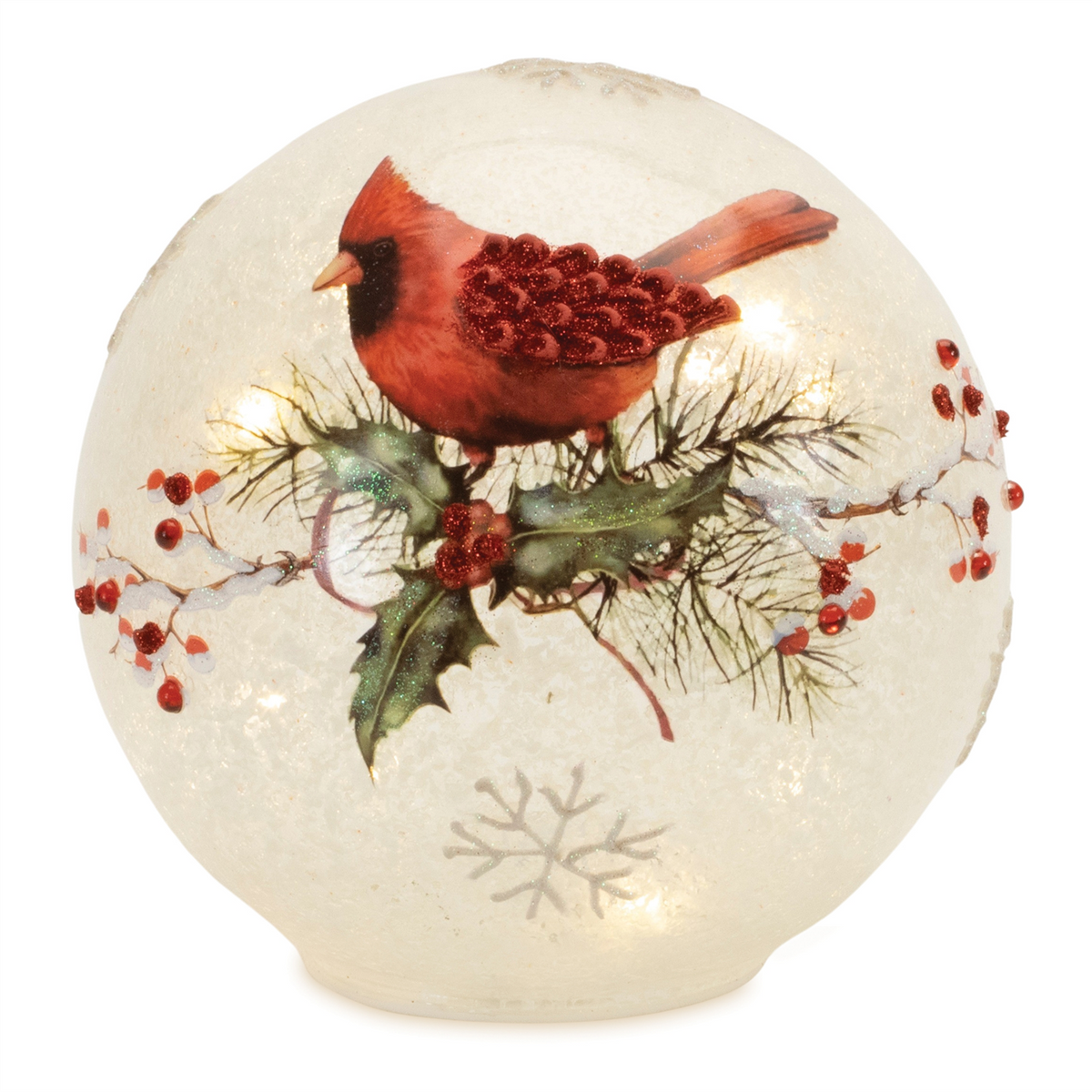LED Frosted Cardinal Berry Globe (Set of 2) -Ship Only