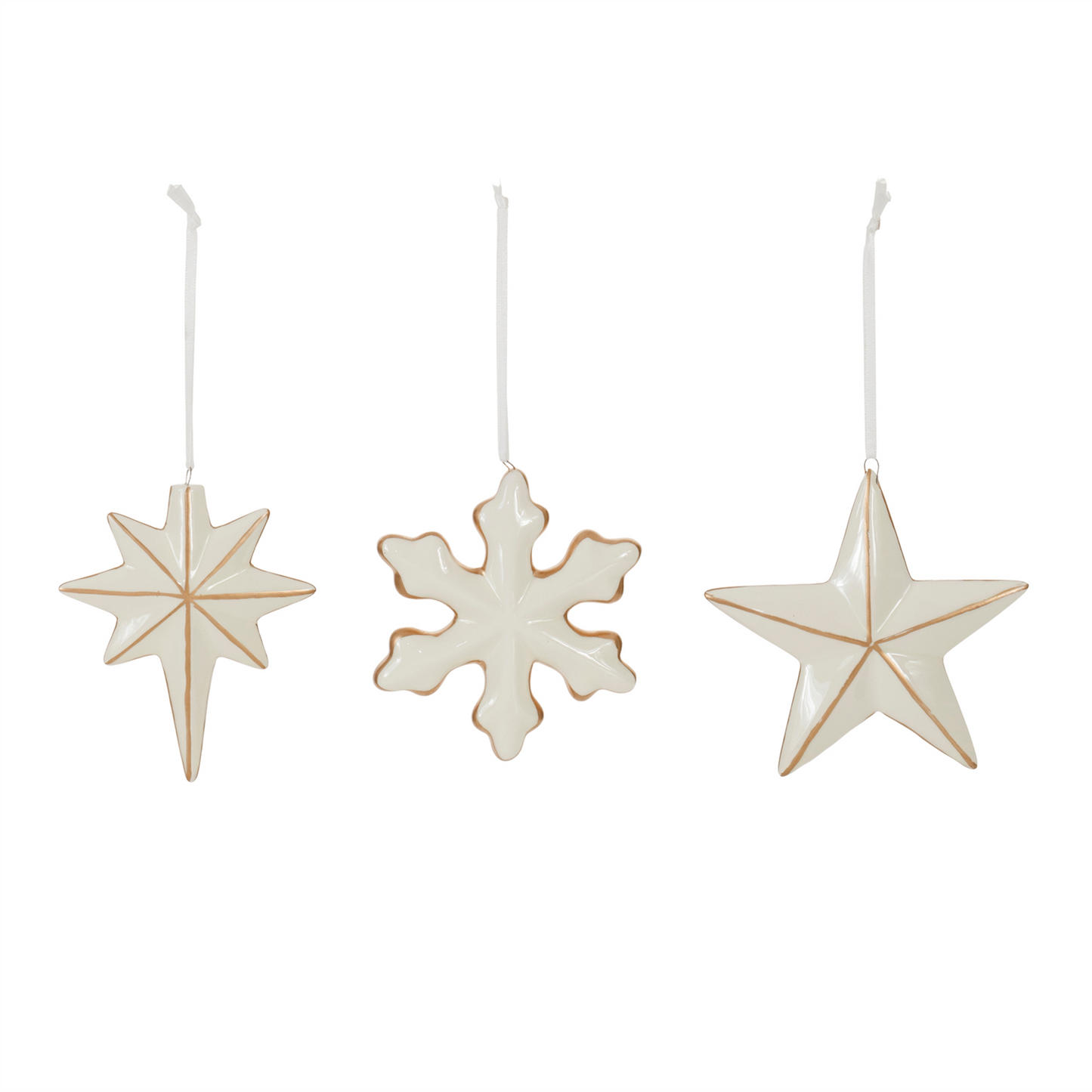 Ceramic Star and Snowflake Ornament (Set of 6) -Ship Only
