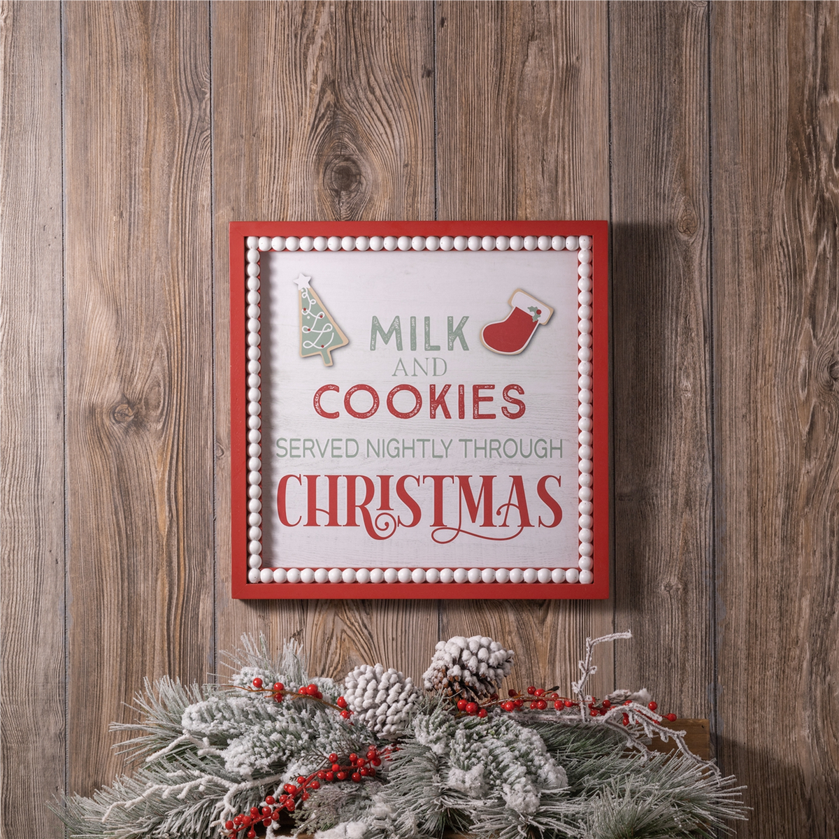 Framed Milk and Cookies Wall Sign 15"SQ -Ship Only