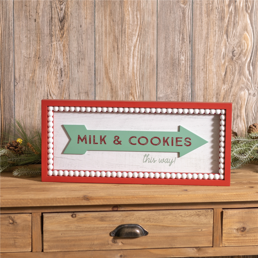 Framed Milk and Cookies Wall Sign 19.5"L -Ship Only