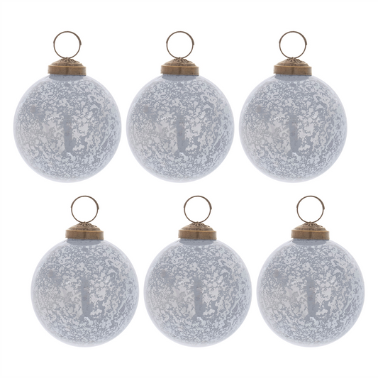 Slate Blue Soda Lime Glass Ball Ornament (Set of 6) -Ship Only