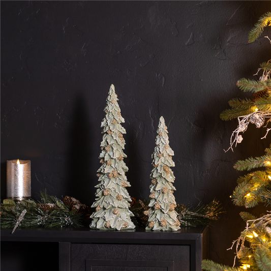 Glittered Holly Pinecone Tree (Set of 2) -Ship Only