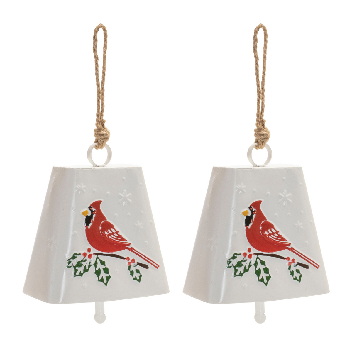Metal Cardinal Bird Bell Ornament (Set of 2) -Ship Only