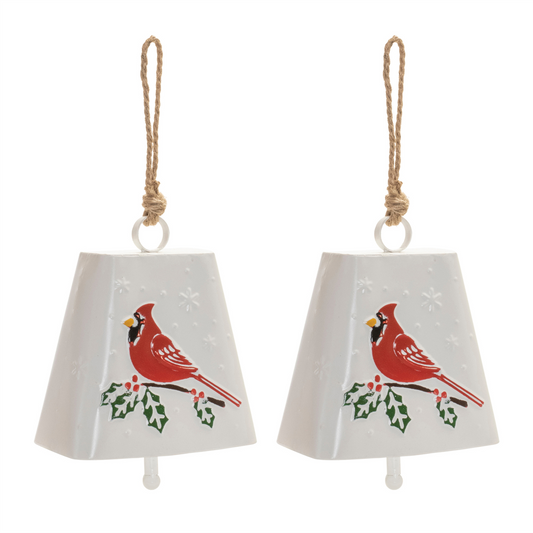Metal Cardinal Bird Bell Ornament (Set of 2) -Ship Only