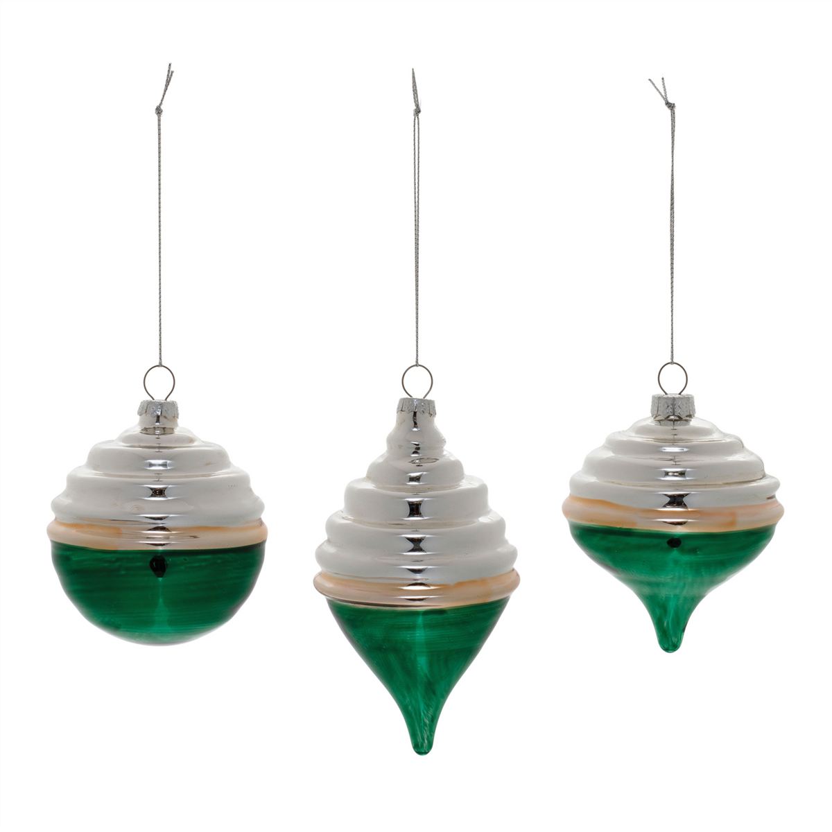 Two-Tone Tiered Glass Ornament (Set of 12) -Ship Only