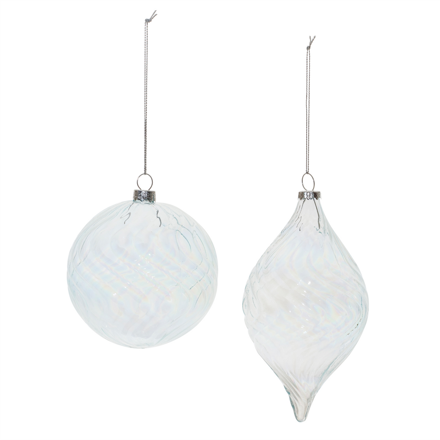 Clear Wavy Glass Ornament (Set of 6) -Ship Only