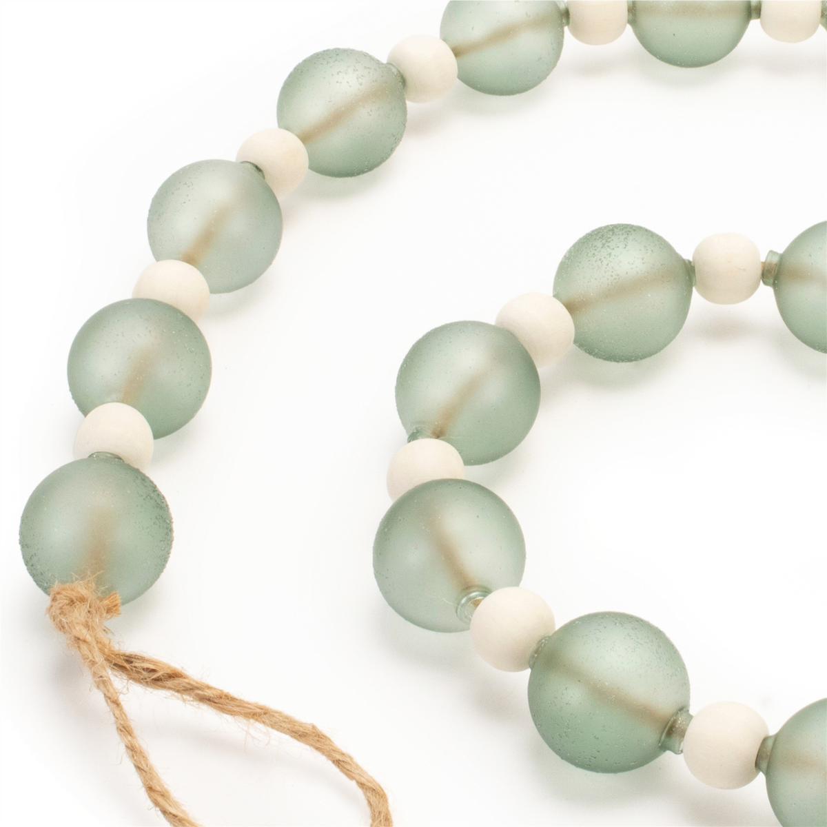 Green Glass and Wood Bead Garland (Set of 2) -Ship Only