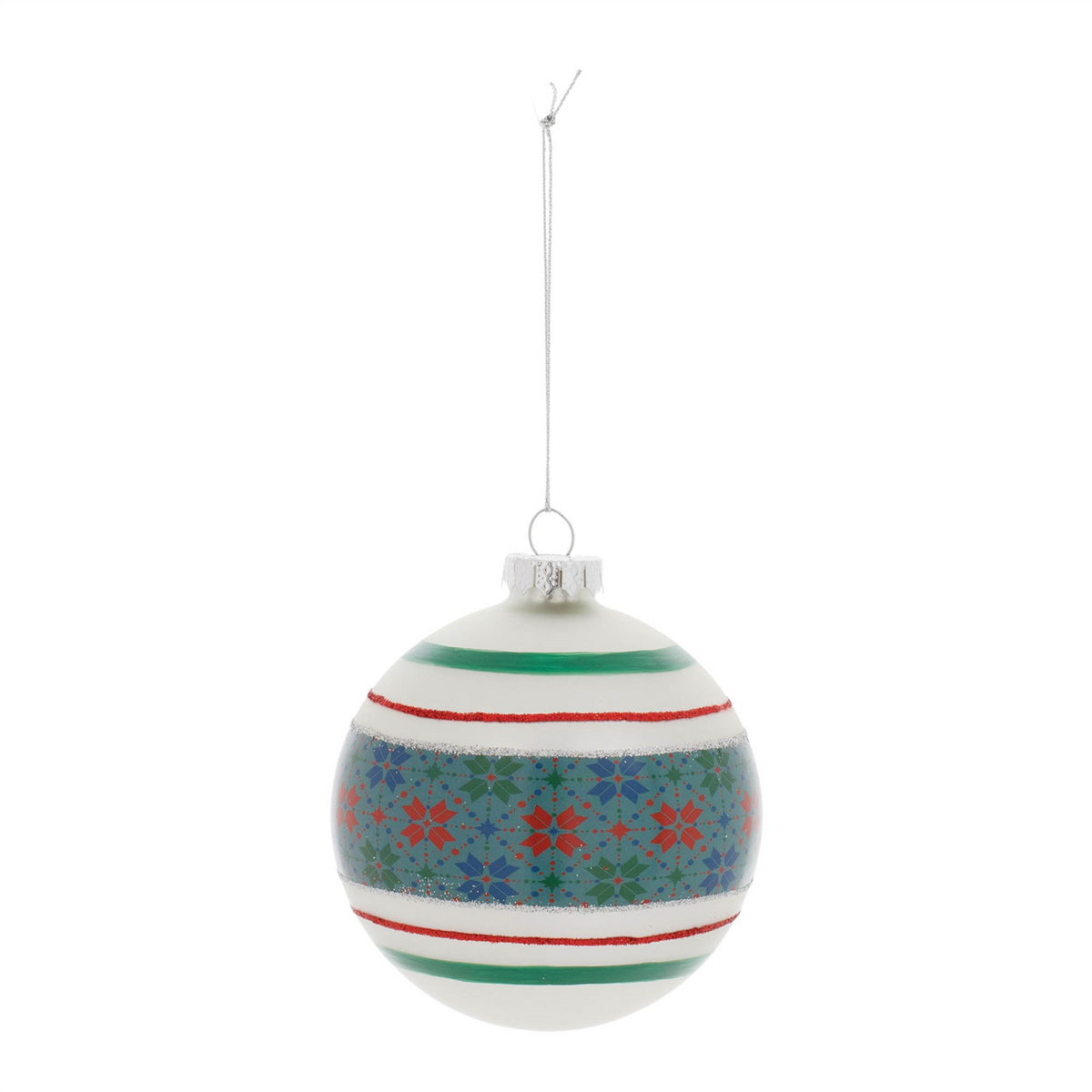 Stripe Patterened Glass Ball Ornament (Set of 6) -Ship Only