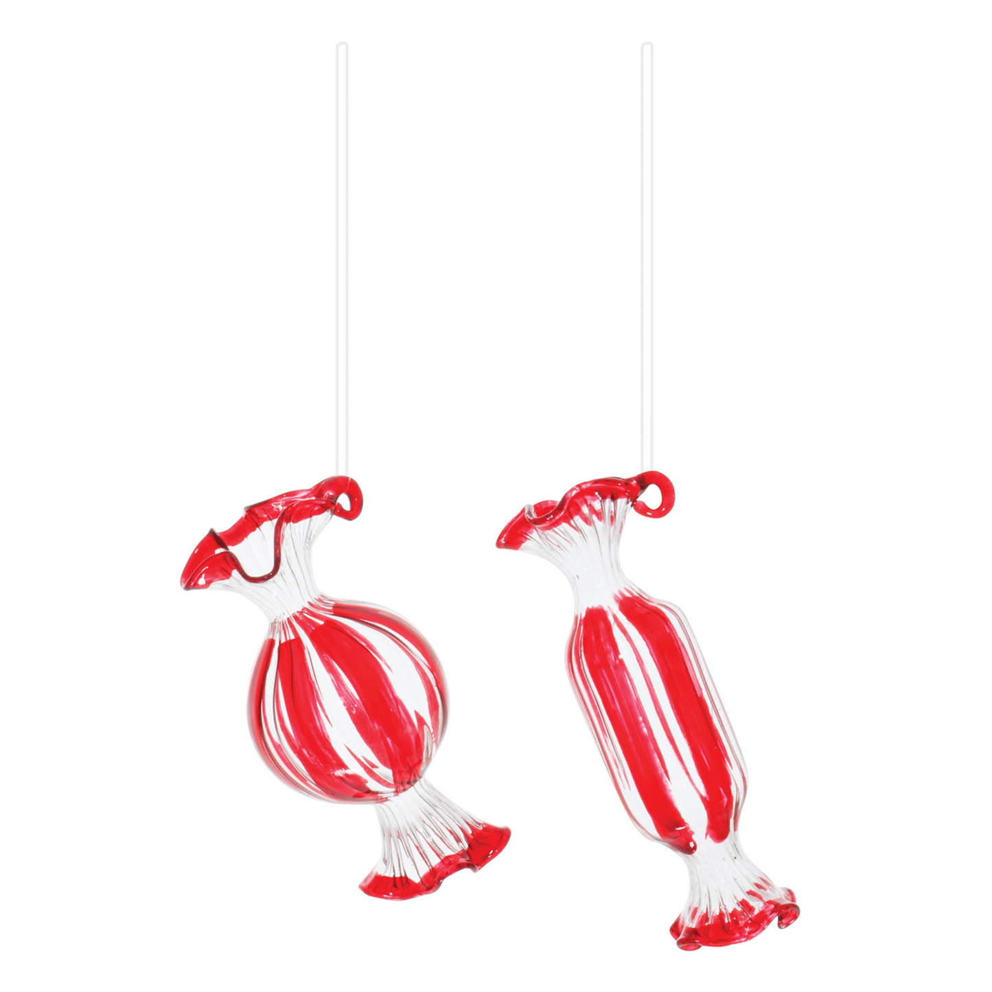 Glass Peppermint Candy Ornament (Set of 12) -Ship Only