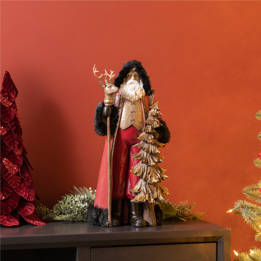 Santa w/Tree 19.5”H Resin -Ship Only