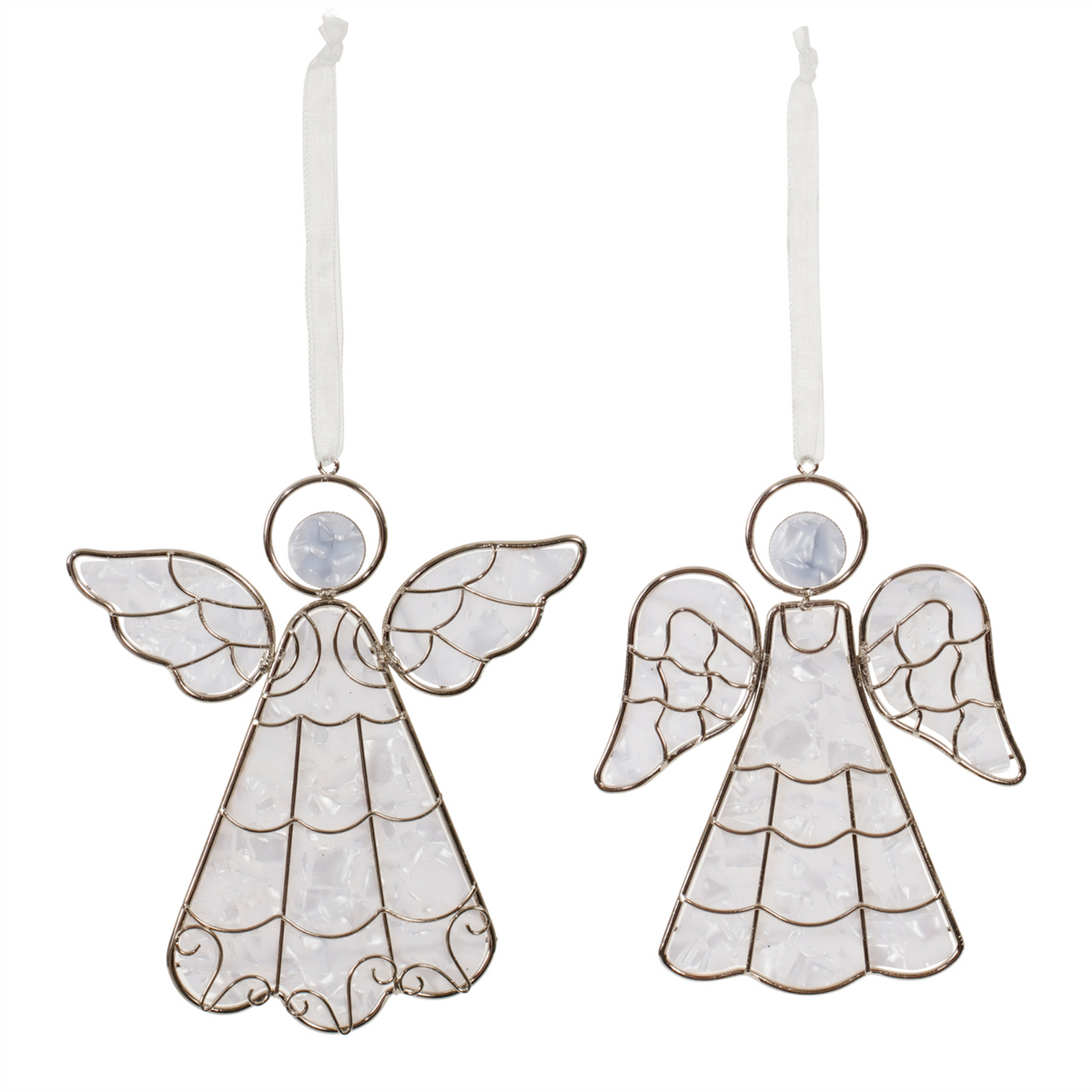 Angel Ornament (Set of 6) 5”H Plastic/Metal -Ship Only
