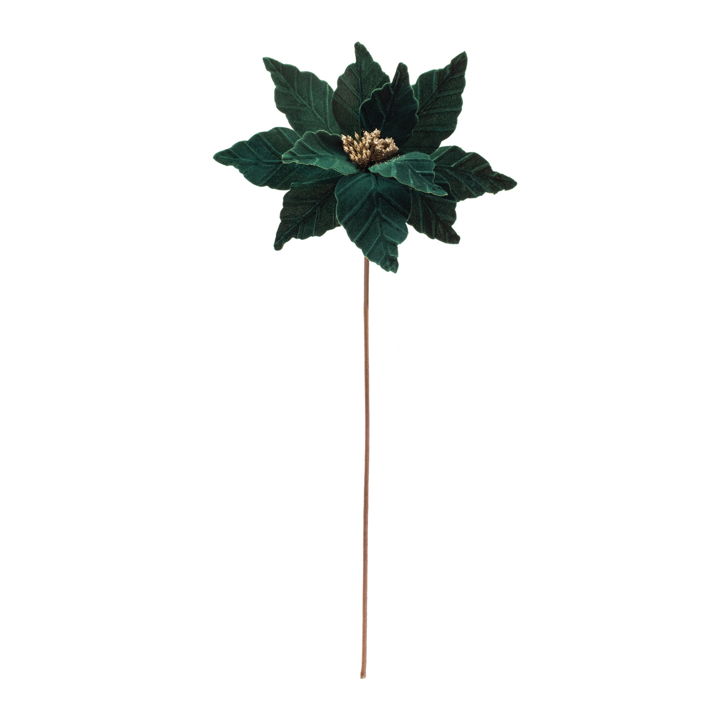 Forest Green Poinsettia Stem (Set of 6) -Ship Only