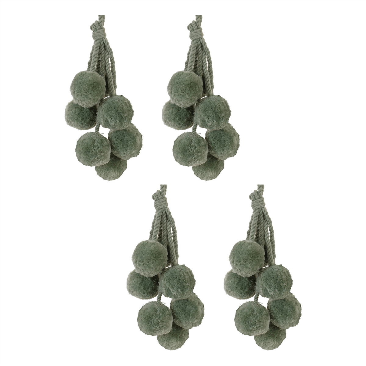 Sage Green Pom Pom Cluster Drop Ornament (Set of 4) -Ship Only