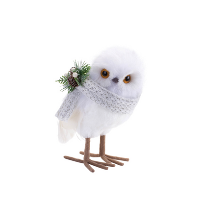 Winter Owl (Set of 3) 7.5"H, 7.75"H, 10"H Foam/Polyester