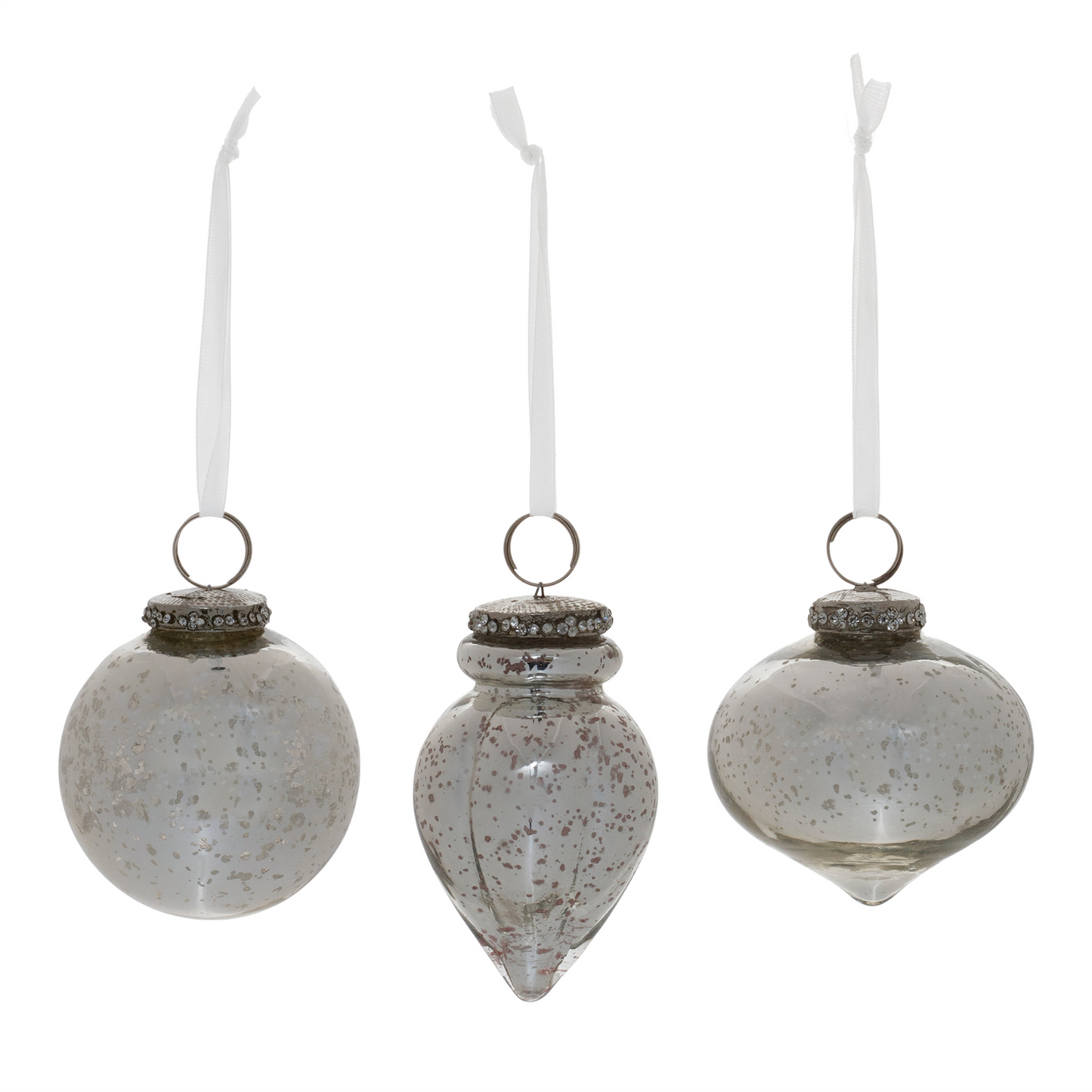 Grey Mercury Glass Ornament (Set of 6) -Ship Only