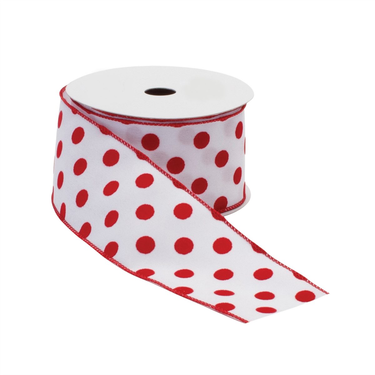 Red and White Polka Dot Wired Ribbon (Set of 2) -Ship Only