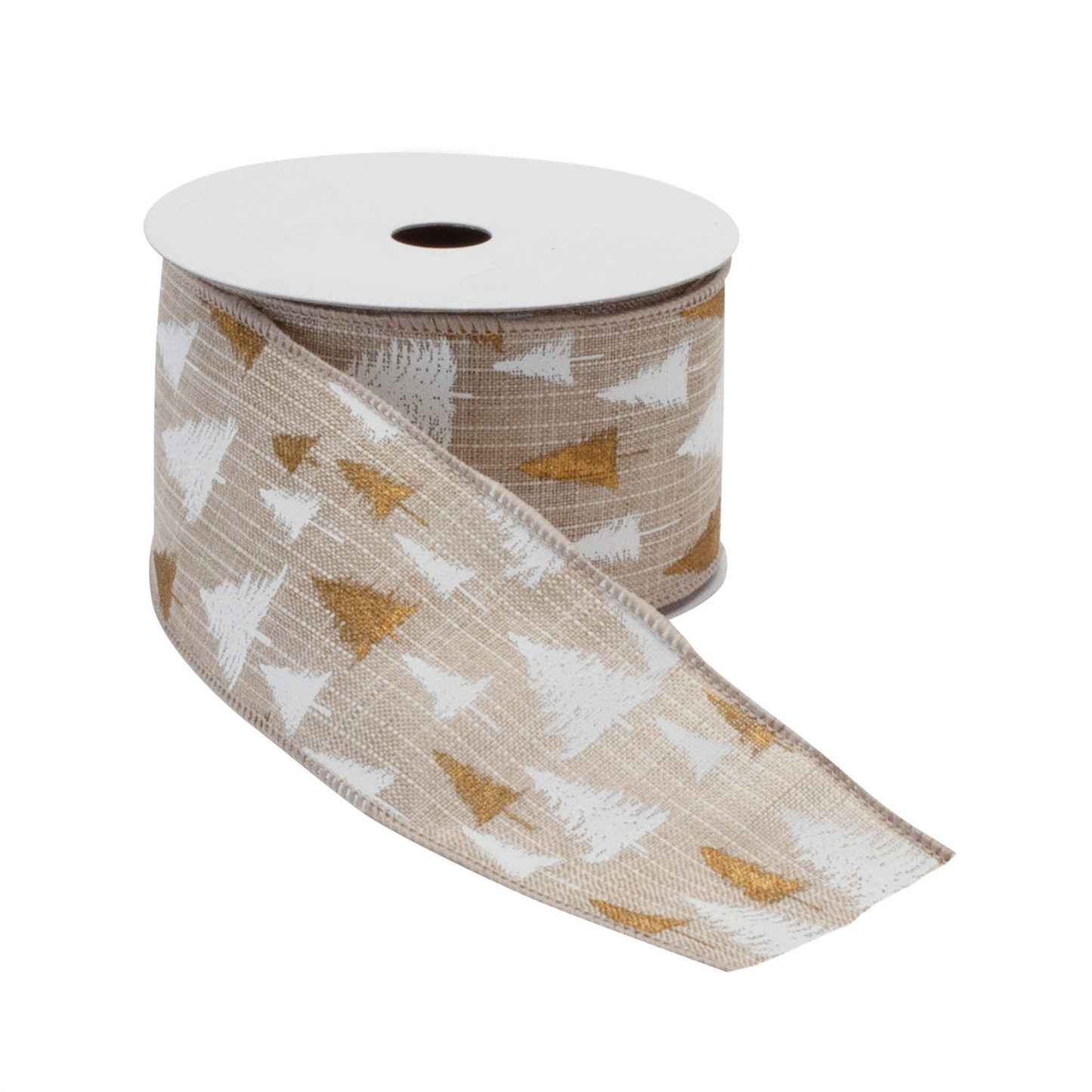 Red and White Pine treet Wired Ribbon (Set of 2) -Ship Only