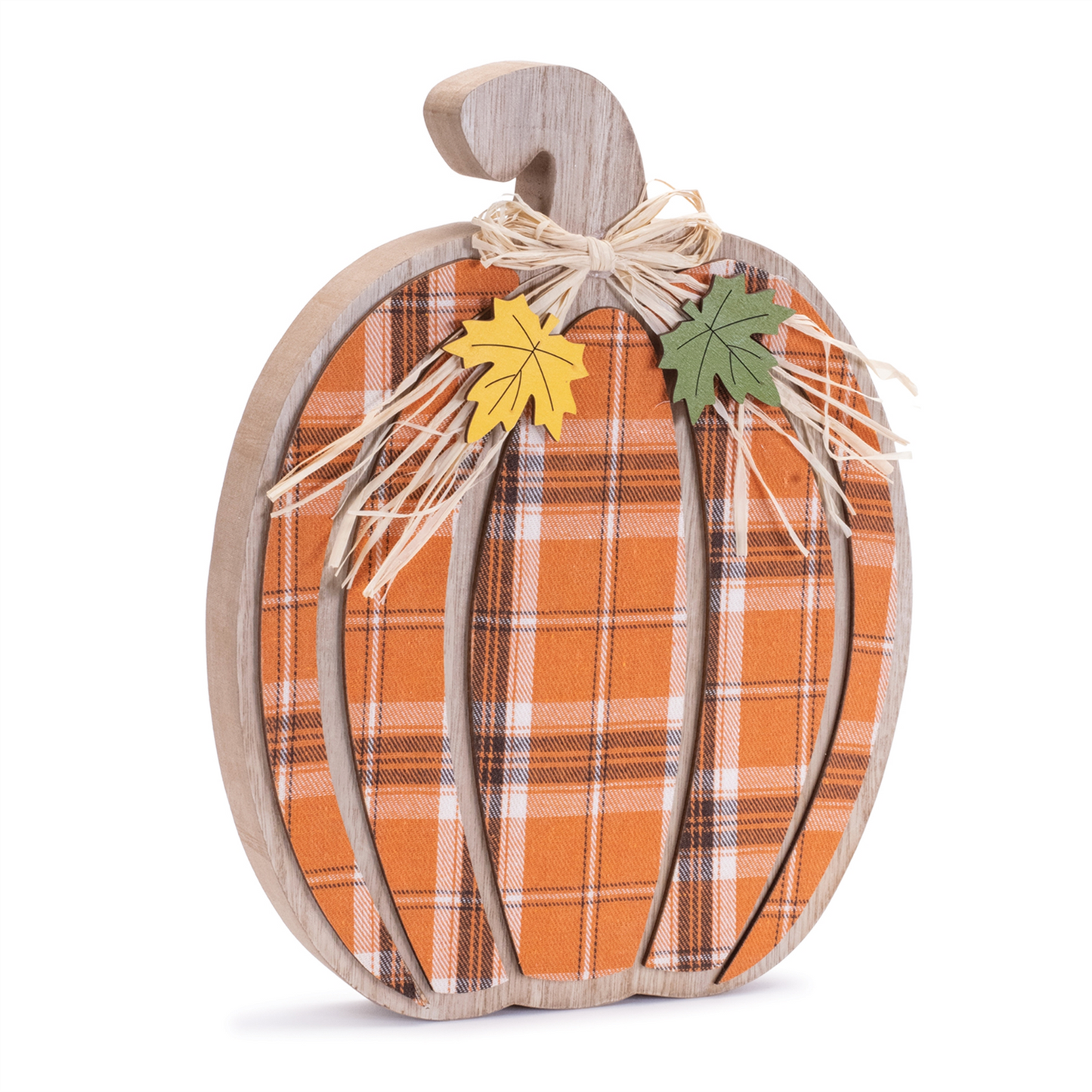 Harvest Plaid Pumpkin Decor (Set of 2) -Ship Only