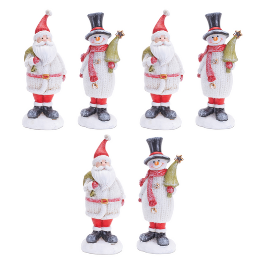 Glittered Sweater Santa and Snowman (Set of 6) -Ship Only